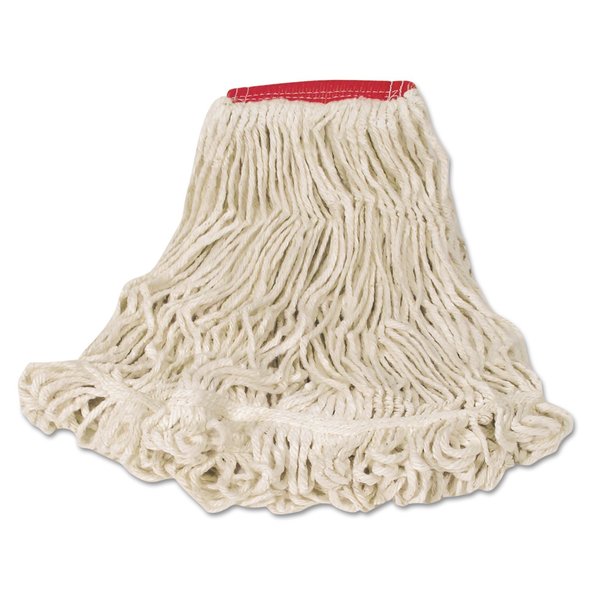 Rubbermaid Commercial 5 in Looped-End Wet Mop, Red/White, Cotton/Synthetic, PK6 FGD25306WH00